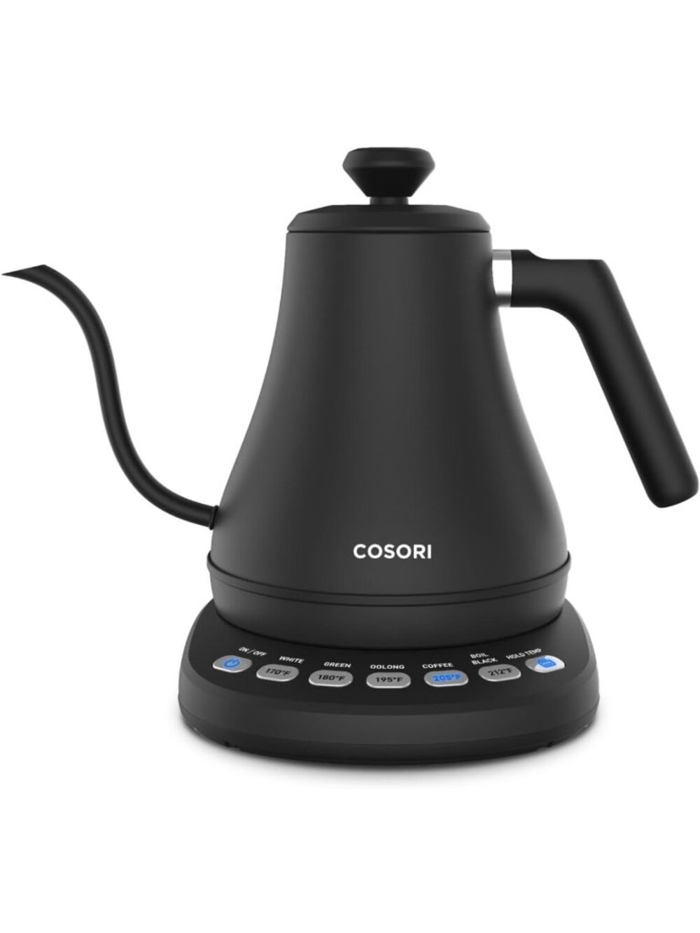 Gooseneck Electric Kettle with Temperature Control, 0.8L, Black - Perfect for